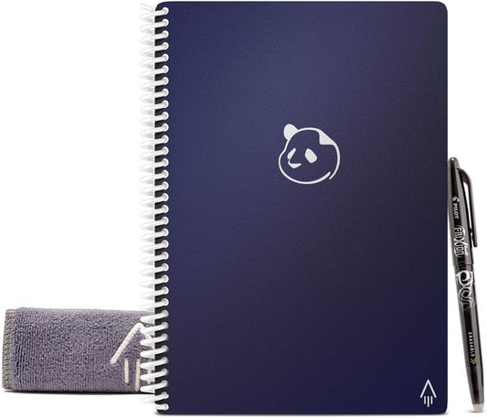 Rocketbook Panda Reusable Weekly Planner - Digital A4 Notebook, Blue Smart Notepad, Daily Academic Diary, To Do List Bullet Journal with Frixion Erasable Pen, Office Gadget Reduces Paper Waste